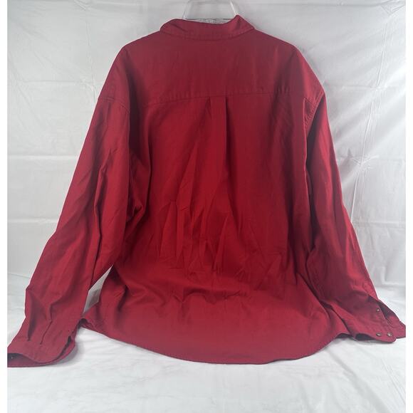 Eddie Bauer Men's XL Heavy Cotton Red Button Up Flap Front Pockets Cottagecore - Picture 2 of 11